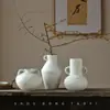 Con orejas binaural blanco retro nostálgico jarrón de cerámica hidropónico hogar sala de estar decoración decoración simple arreglo floral