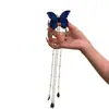 Pasador de Pelo con Borla de Resina de Mariposa Tejida Estilo de Lujo Ligero Retro de Gama Alta Pinza de Pato Moda Súper Hada Temperamento Accesorios para el Cabello Venta al por Mayor