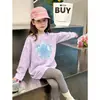 Nova Camiseta de Manga Longa para Meninas 2026, Camisa Básica Fashion para Crianças na Primavera e Outono, Blusa Fofa com Gola Redonda para Meninas Mais Velhas