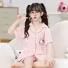 Pijama infantil de verão, algodão nuvem desenho animado fofo manga curta shorts, estilo casual, conjunto de roupa de casa para meninas de crianças mais velhas