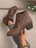 Cross2026 Otoño Nuevo Moda Tallas Grandes Botines Huecos Moda Estilo Pasarela Botas de Mujer Comercio Exterior Stock al por Mayor