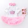 Conjunto de 3 piezas de vestido de una pieza para cumpleaños de niña bebé transfronterizo, mono de manga corta de un año, zapatos para niña pequeña, ropa para niña, falda para bebé