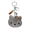 Llavero de Gato Incrustado con Diamantes, Elegante Colgante de Gato Coreano de Terciopelo Perforado en Caliente, Accesorios para Bolsos, Llavero, Pequeño Regalo al por Mayor