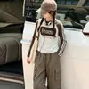 Camiseta a Rayas Estilo Americano para Niñas Otoño 2026 Nueva Moda Color Block Manga Larga Camiseta Básica para Niños Mayores a Principios de Otoño