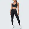 Conjunto de sujetador deportivo color block estilo europeo y americano con sensación de segunda piel, mallas de yoga ajustadas, pantalones cortos cropped moldeadores de cintura alta, pantalones largos deportivos para yoga