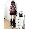 Camiseta de Manga Corta Estilo Moda Hong Kong Algodón Puro Manga Corta Mujer Estilo Lindo Estampada Manga Media Top Camiseta Verano