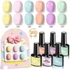 Set de Esmalte en Gel Pastel Set de 6 Piezas de Esmalte en Gel Macarrón Dopamina Serie de Colores Claros Primavera y Verano