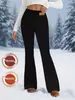 Novas Calças de Yoga Flare de Inverno Transfronteiriças para Mulheres, Cintura Alta, Forradas com Fleece, Alta Elasticidade, Emagrecedoras, Levanta Bumbum, Quentes, Modelagem Justa, Casuais para Exterior