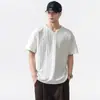 Estilo Old Money Novo Rico Camiseta Henley Jacquard Manga Curta Masculina Verão Tendência Marca Retro Americano Solta Camisa Polo Masculina