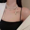 Collar de perlas largas irregulares, estilo francés, ligero, de lujo, elegante, de lana, con cadena, sencillo, de alta gama, al por mayor, para mujer.