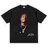 Camiseta de Manga Corta Estampada Retro Americana Hip Hop Lil Tjay Lil Jay Transfronteriza Vintage Holgada Pesada