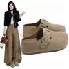 Sapatos Birkenstock de Cobertura Total Femininos 2026 Outono Novo Couro Fosco Fivela Sapatos Preguiçosos Planos Retro Birkenstock Sapatos Únicos