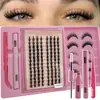 Kit de Extensión de Pestañas Postizas, Denso, Adecuado para Principiantes DIY ELF, Set Mixto de 8-18MM con Pegamento y Pinzas, Incluye Par Mixto, Estilo Natural Denso
