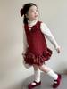 Vestido de niña Otoño 2025 Nuevo Otoño Infantil Elegante Manga Larga Hermoso Bebé Primavera y Otoño Vestido Rojo