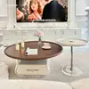 Mesa de centro retro estilo francés color crema para espacios pequeños, redonda de acrílico moderna para sala de estar, combinación simple, nuevo modelo de moda