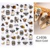 Nuevas pegatinas de uñas transfronterizas en oro negro con diseño de animales, plantas, flores y amor, serie inglesa.