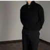 Suéter Británico con Media Cremallera para Hombres y Mujeres, Estilo Perezoso Otoño e Invierno, Patrón de Cáñamo, Tejido Grueso, Top Casual de Punto, Mangas Largas