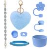 Accesorios de la Copa Stanley en Stock: Tapa a Prueba de Derrames con Popote, Correa para Bolso Tote, Nudo de Flor, Colgante de Pompón de Corazón