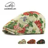 Boina Personalizada Estilo Étnico para Mujer Gorra de Pico Bordada Flor Retro Británica Sombrero Casual Versátil Adelante Sombrero de Pintor