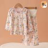 Ropa de casa para niñas de primavera y otoño, pijamas de algodón puro de clase A, pantalones finos de manga larga para niñas, ropa de aire acondicionado para el vientre de las niñas.