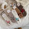 Calcetines de Coral Fleece Oso Pequeño para Mujer, Calcetines Lindos de Dibujos Animados hasta la Pantorrilla, Calcetines Gruesos y Suaves Calientes de Invierno, Calcetines para Dormir que no Sueltan Pelusa