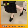 Mules Elegantes Fechadas de Salto Alto para Mulheres, Novo Estilo Primavera/Verão 2026, Salto Bloco, Sapatos Rasos Confortáveis de Encaixe