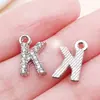 Pingentes de Liga Metálica com Letras do Alfabeto Inglês Cor K Branco com Strass, 26 Letras, Brincos, Pulseiras, Colares Feitos à Mão DIY, Acessórios de Joias