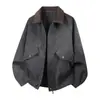 Nueva Chaqueta de Cuero Retro Americana para Hombre de Primavera y Otoño Ropa Exterior Solapa Marca de Moda Douyin Transmisión en Vivo Ropa para Hombre Cuero