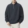 Sudadera de Medio Cierre con Cuello Alto Estilo Americano Nueva para Otoño 2026 para Hombre, Manga Larga de Peso Pesado, Corte Holgado Simple, Ropa Exterior Versátil
