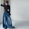 Conjunto Primavera y Otoño 2026 Nuevo para Niñas Estilo Coreano Niños Medianos y Grandes Top de Cuello Alto para Base Combinado con Jeans de Botones Laterales