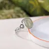 Anillo Vintage Sencillo Cuadrado Abierto para Mujer Yilu Plata de Ley S925 Jade Natural Hetian Sodalita