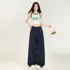 Pantalones Casuales de Pierna Ancha, Color Naranja Infantil # Sólido, Simples, de Gama Alta, para Mujer, Corte Holgado, Adelgazantes, que Cubren las Caderas, con Caída, Versátiles, de Largo Hasta el Suelo.