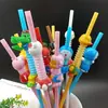 Popotes con Forma Creativa, Popotes de Dibujos Animados de Formas Múltiples para Niños, Popotes Artísticos de Animales, Popotes Rígidos Reutilizables, Popotes Curvos para Bebidas