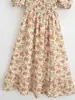 Ahora 2024 vestido de verano para mujer estilo europeo y americano con cuello cuadrado estampado de flores de manga corta 23030