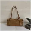Bolsa de Mão Estilo Coreano Versátil de Camurça Couro Macio para Bowling Feminina Outono/Inverno 2026 Nova Casual de Ombro Único Sob o Braço