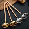 Alça de madeira colher de panela quente 304 colher de aço inoxidável alça anti-escaldamento colander criativo japonês mini sopa shell colher pública