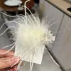 Pasador de Plumas de Moda Coreana para Mujer, Pasador de Perlas Súper Hada Esponjoso, Accesorio para el Cabello, Pinza Lateral para el Cabello, Pinza de Pato Adorno para el Cabello para Mujer