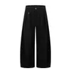Pantalones anchos plisados para hombre, pantalones casuales holgados, estilo callejero, color liso, decorados con botones, fluidos, pantalones largos hasta el suelo