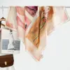 Estilo chino estilo pintura al óleo camelia moderno gasa 90 pañuelo cuadrado grande bufanda de seda para mujer bufanda de primavera y otoño con temperamento para combinar con camisa chal