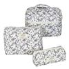 Bolsa de Maquiagem Vertical Transfronteiriça, Grande Capacidade, Bolsa Floral Portátil para Armazenamento de Cosméticos, Necessaire de Viagem