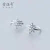Pendientes de plata S925 para mujer, estilo coreano, con diseño navideño de copos de nieve y diamantes, con flores, E2447