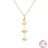 Prata de Lei S925 Corrente para Clavícula com Franja Longa Estrela Octogonal Estilo Japonês e Coreano Elegante Personalizado Banhado a Ouro K Colar para Clavícula de Luxo Leve