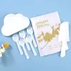 Prato Descartável para Bolo de Aniversário Prato de Papel Conjunto de Prato com Faca e Garfo Prato Jantar em Formato de Nuvem Queijo de Alta Qualidade Louça