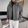 Chaqueta de lana para hombre, nuevo estilo otoño e invierno, versión coreana de moda, elegante y genial, abrigo corto grueso de lana--2 piezas