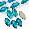 Accesorios de Diamante Irregulares Cosidos a Mano con Borde Biselado de Vidrio Marquise Hebilla Plana Galvanizada Fondo Plano Artículos Creativos para Decoración de Zapatos, Sombreros y Ropa DIY