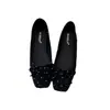 Nuevos zapatos planos de lunares estilo francés para mujer 2026 con moño interior que aumenta la altura, bailarinas retro de punta cuadrada, zapatos bajos para otoño