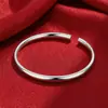 Pulsera lisa maciza de cobre plateado, 3 mm, de diseño sencillo, moderna y minimalista, brillante, pulsera de puño ajustable al por mayor