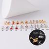 Pendientes de Zirconia Incrustada en Cobre 20g Dientes Exteriores Estrella de Mar Cangrejo Animal Personalizado Clavo para Cartílago de la Oreja Varilla Fina de Acero Inoxidable Pendientes Roscados