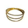 Pulsera Abierta de Tres Capas con Incrustaciones de Diamantes, Simple y Elegante, Sensación de Lujo Ligero y Gama Alta, Joyería de Moda Vintage con Temperamento para Mujeres, Venta al por Mayor