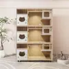 Gabinete para Gatos, Villa para Gatos, Guardería y Cría de Gatos Exhibidor para Tienda de Mascotas, Sala de Parto para Gatos, Criadero de Gatos, Tres Pisos Madera Maciza Leiledezhu